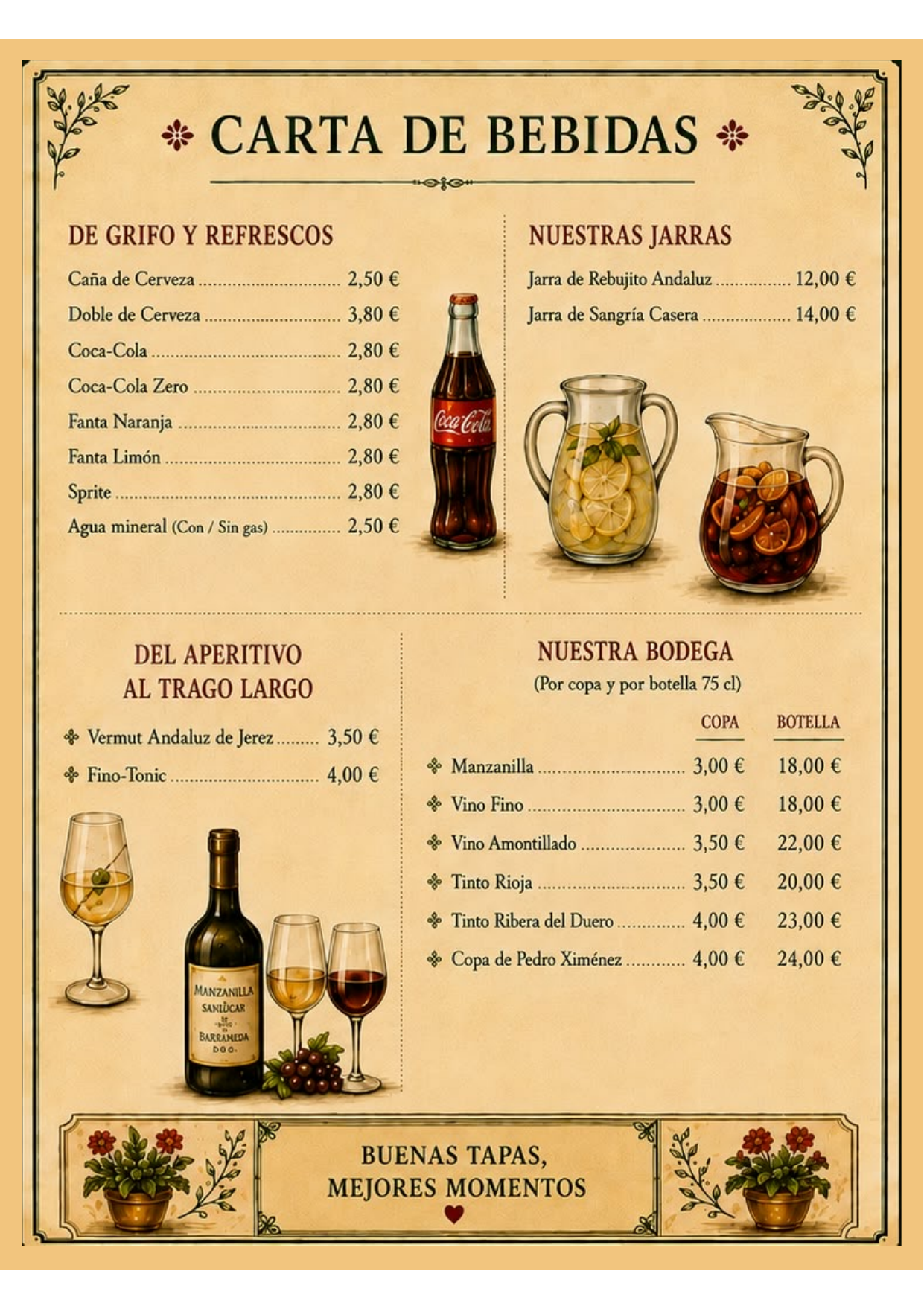 Carta de bebidas de La Lola